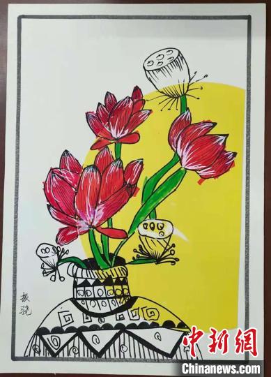 学生送给廖文英的画作。 受访者供图 学生送给廖文英的画作。 受访者供图