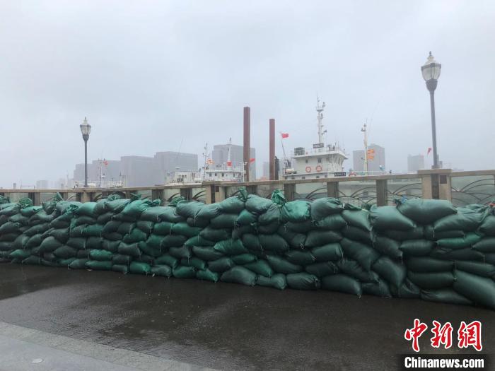 宁波老外滩的沙袋。　林波 摄