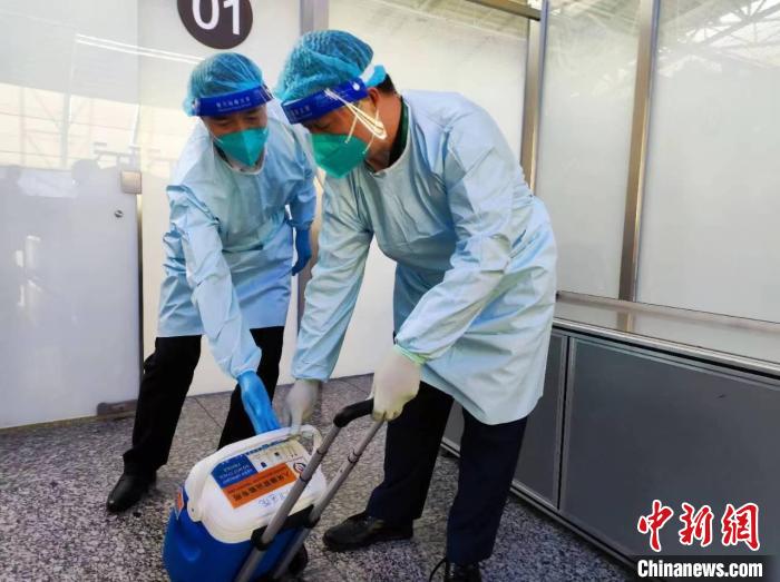 广州白云机场航空运送服务分公司工作人员护送人体器官 陈佳 摄 广州白云机场航空运送服务分公司工作人员护送人体器官 陈佳 摄