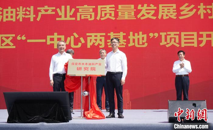 “保定市木本油料产业研究院”揭牌现场。 耿鹏华 摄 “保定市木本油料产业研究院”揭牌现场。 耿鹏华 摄