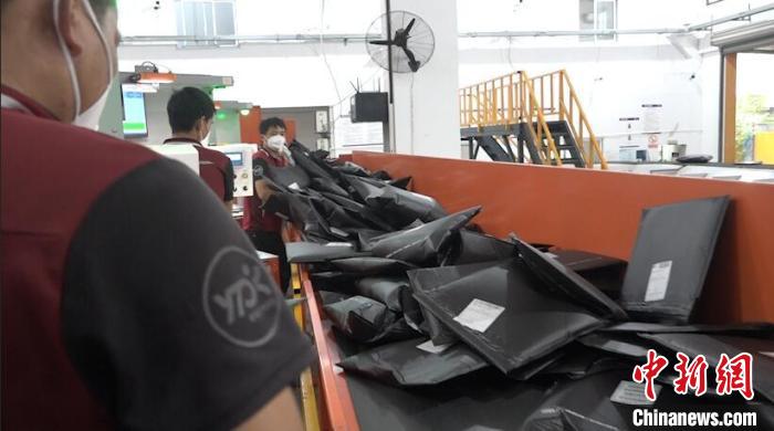 某快递松江大港公司员工正在忙碌着 张践 摄 某快递松江大港公司员工正在忙碌着 张践 摄