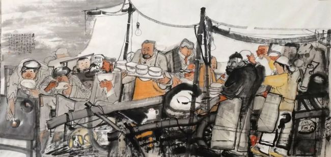 何邦辉《老家滕州》  240×120cm 纸本水墨